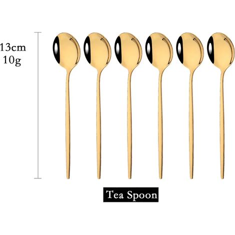 (Or, 6 cuillères à café) Acier inoxydable, vaisselle de cuisine