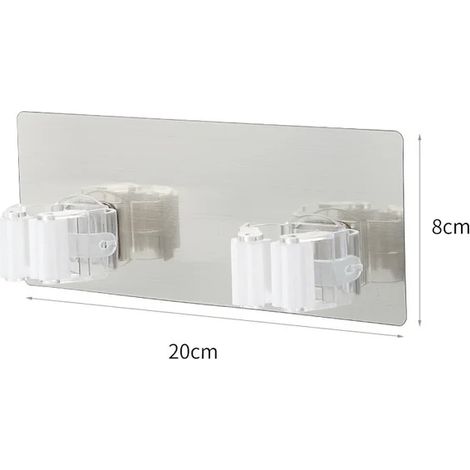 Crochets Adhésifs Multi-Usages Fixation Murale Porte-Vadrouille Organisateur RackBrosse Balai Crochet De Suspension Cuisine Salle De Bains Crochets FortsDouble Blanc-8X20cm