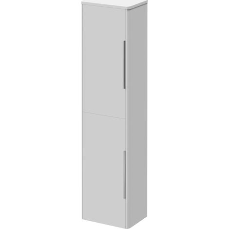 Oslo Gloss White 350mm x 1400mm Wall Mounted 2 Door Storage Unit - 350mm - Chrome 300mm Finger Pull