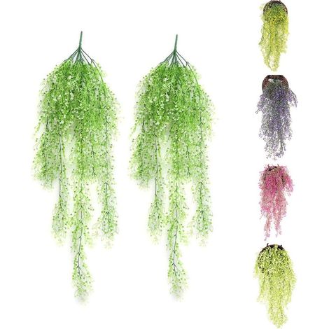 2 plants de rotin suspendu artificiel extérieur faux rotin suspendu Garland (blanc) (1/5)