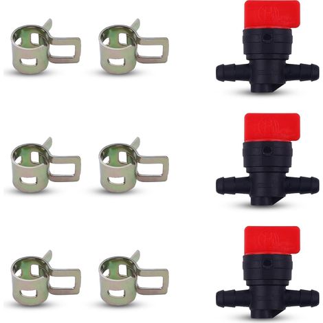 3 pièces Vanne d'arrêt de carburant pour tondeuse Murray Toro avec 6 pièces de collier Remplace pour John Deere AM107340 AM36141 698183MA (1/5)