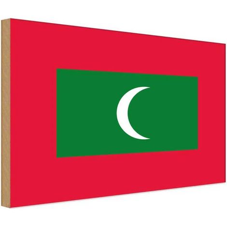 Panneau en bois 30x40 cm Drapeau des Maldives, bannière des Maldives, armoiries (1/4)