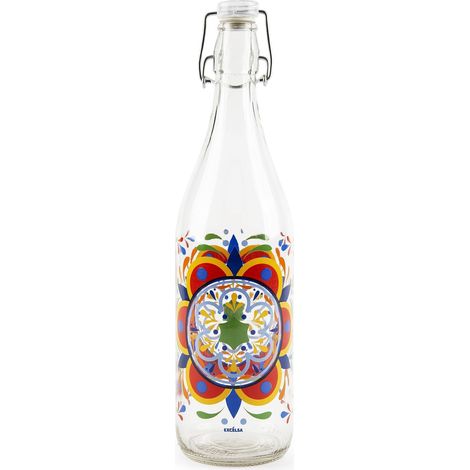 Excelsa Puebla Bottiglia Acqua, 1 Litro, Vetro, con Guarnizione
