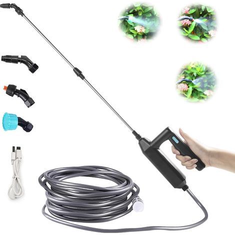 Elektrische Pflanzenspritze mit 60–110 cm Teleskopstange und 3 Sprühdüsen, batteriebetrieben – 3 m Schlauch