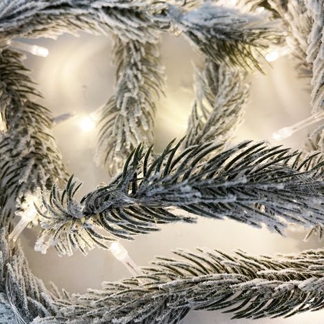 Tannengirlande 200 cm mit 25 LED und Schnee-M264522