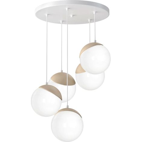 Lampadario a sospensione SFERA Milagro 5xE14 bianco legno (1/3)