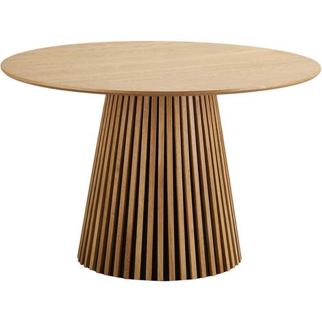 Table repas ronde Ø120cm Pied Central Relief MDF Placage Chêne clair - DUBLIN (1/5)