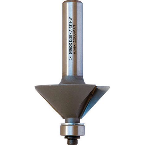 Diamwood Mèche à chanfreiner 45 degrés avec carbure micrograin - 1 pièce - Diamètre 30 mm - Longueur totale 53 mm - Longueur utile 10 mm - Queue 8 mm - Conception professionnelle (1/2)