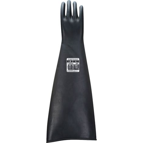 Guanto in gomma chimica in lattice pesante 60 cm Portwest Nero 9