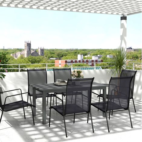 Tavolo da giardino allungabile in alluminio 160/220x90 cm grigio per 6-8 persone OKWISH (1/5)
