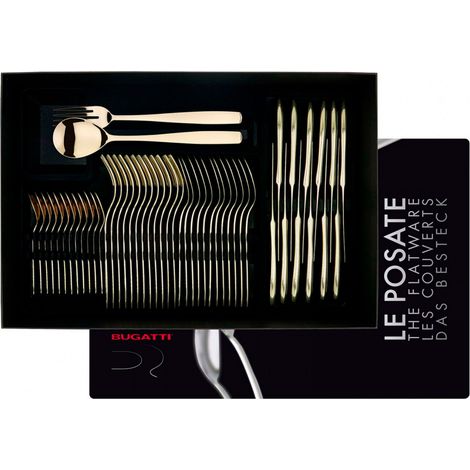 RIVIERA Champagne, Posate Set 50 Pz, Scatola Gallery, Casa Bugatti - Colore: Champagne Lucido (1/2)