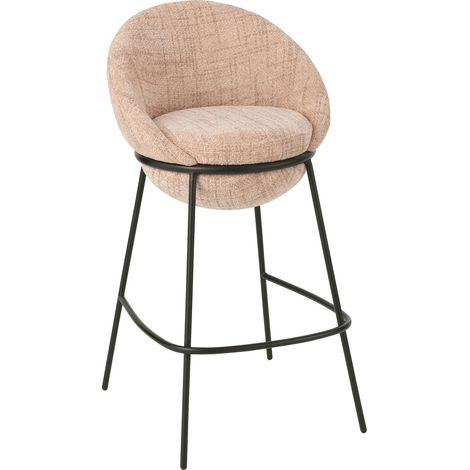 Tabouret de bar rose clair pieds fer noir style contemporain - Rose clair et noir mat (1/5)