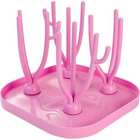 Baby Bottle Drying Rack, Baby Bottle Drying Stand, Tree-Shaped Bottle Drying Rack, Bottle Drying Rack, Tree-Shaped Bottle Dryer, for Baby Bottles, Clean and Hygienic (Pink)