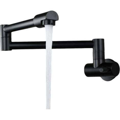 Robinet Cuisine - Bras Oscillant Rabattable - Rotation 360° - Filtre Céramique - Pour Évier - Noir - 1 Pièce