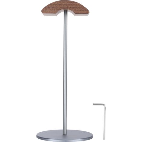 Support casque écouteurs en noyer noir et aluminium, présentoir de bureau pour casque DIY, support mural ou de table noir. (1/5)
