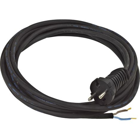 Rallonge électrique avec une extrémité aux fils dénudés H07RN-F 2X1,5 - IP20 NOIR - 5m (1/2)