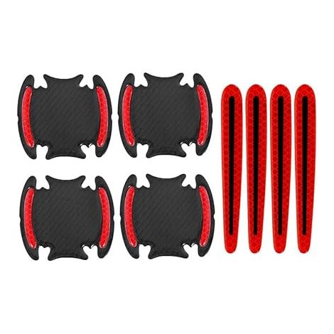 Autocollants Réfléchissants de Poignée de Porte de Voiture Rouge Anti-Rayures Protection Film Tasse Bol Tampon Sécurité Bandes (1/5)