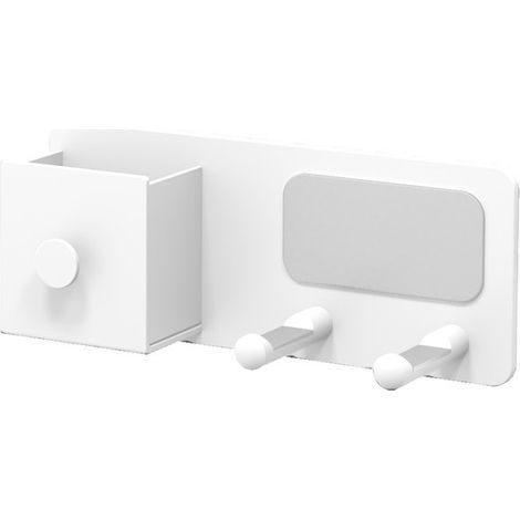 Hair Dryer Holder, No-Drill Hair Dryer Stand with Cable Management, Self-Adhesive Aluminum Holder, White