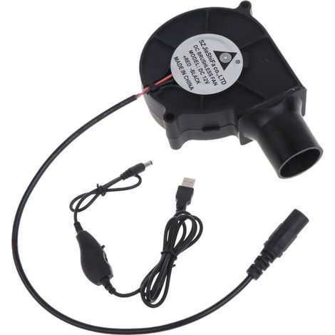 Ventilateur de cuisson USB 5V2A 12V 5,5x2,1mm 7530 pour barbecue, grill portable et cuisson au charbon de bois en extérieur-AquaForge