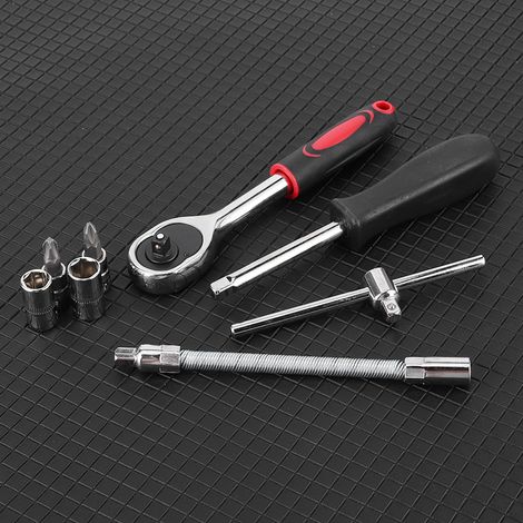 Kit d'outils combinés pour la réparation automobile : clé dynamométrique à cliquet, douilles 1/4 pouce (53 pièces, couleur aléatoire) (1/5)