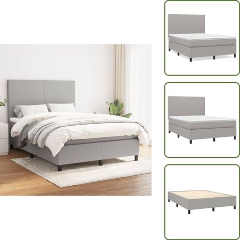 Boxspringbett mit Matratze Hellgrau 140x200 cm Stoff - Boxspringbett - Doppelbett - Bettenrahmen - Schlafraum - Liegekomfort (1/5)