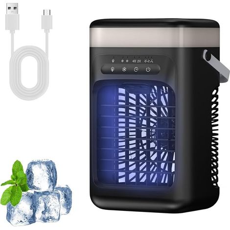 Condizionatore portatile da 1000 ml con funzione nebulizzatrice e timer integrato per un rapido raffreddamento degli ambienti interni (1/4)
