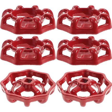 6 Pièces Poignées de Robinet en Fer Rond Rouge (1/5)
