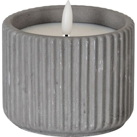 Luxe Collection Natural Glow Ribbed Medium Led Candle - Wax - L7 x W7 x H9 cm - Grey