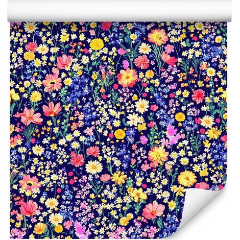Tapete mit blauen und violetten Wildblumen für Wohn- und Schlafzimmer, 50 x 1000 cm (1/5)