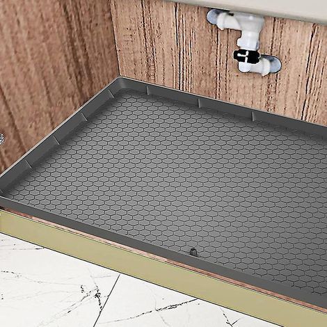 Tappetino da cucina in silicone impermeabile per l'uso sotto il lavello, 86 x 56 cm, con foro di drenaggio, rivestimento per armadietti. (1/5)