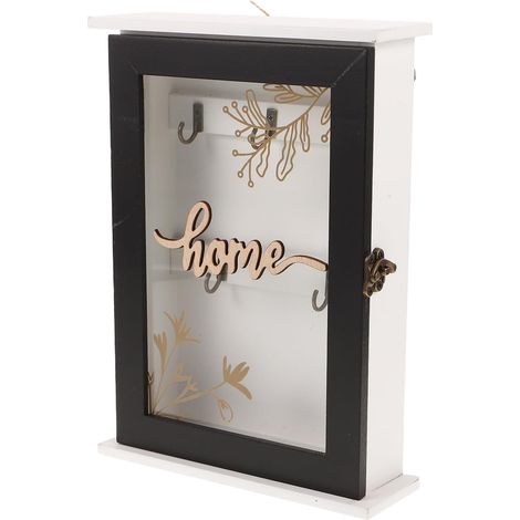 Toyvian Coffret à Clés Mural en Bois Foncé Style Ferme avec Serrure Rustique Organiseur de Clés pour Entrée Couloir ou Bureau Multifonction pour Rangement Sécurisé (1/5)