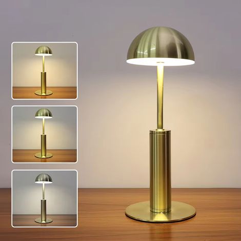 Lampe de table LED sans fil, lampe de bureau rechargeable, gradation continue à 3 couleurs, lumière ambiante à commande tactile (1/5)