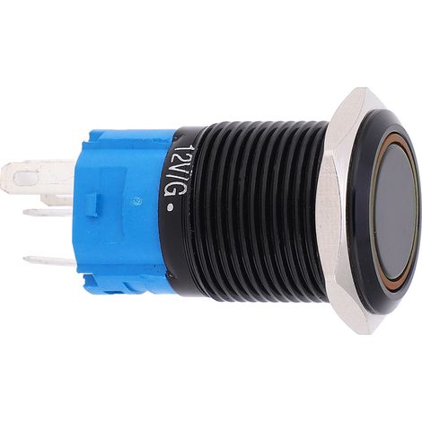 Lot de 2 interrupteurs à bouton métallique étanches et autobloquants avec voyant lumineux 16 mm pour voiture/ordinateur AC 220 V (jaune) (1/5)