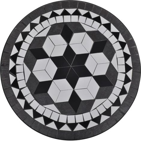 Table de jardin Table de bistro Noir et blanc 60 cm Mosaïque (1/5)
