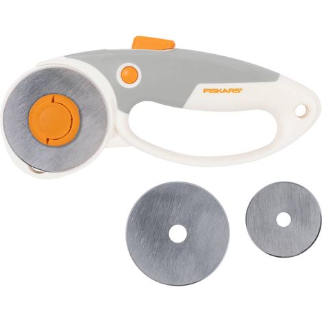 Fiskars Taglierino a Rotella in Titanio Duoloop, Impugnatura con Occhiello, Per Destrimani e Mancini, Diametro delle Lame: 45 mm e 60 mm, Arancione/Bianco/Grigio, 1066048 (1/5)