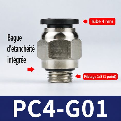 Raccord pneumatique rapide droit PC4-G01 noir tube 4 mm filetage G1/8 pc4-g01 noir 4mm g1 6 g – Livraison gratuite