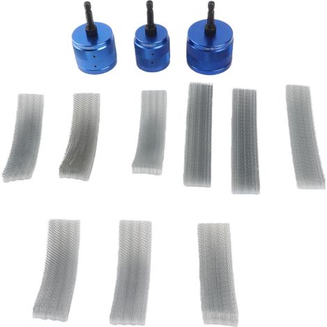 Kit de 3 nettoyeurs de tuyaux en cuivre (1/2 po, 3/4 po et 1 po) pour le polissage et le décapage de peinture. Outils de plomberie métallique avec tige hexagonale de 1/4 po et 9 brosses de rechange bl