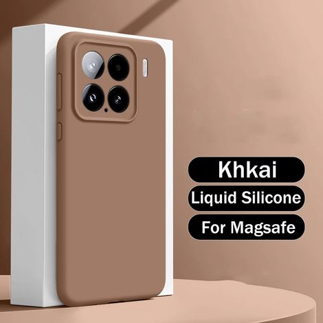 Coque de protection en silicone liquide marron pour Xiaomi 14 Pro, coque de protection magnétique souple givrée (1/5)