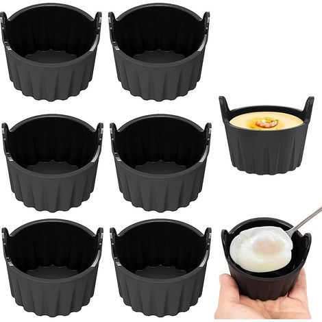 6-teiliges Silikon-Heißluftfritteusen-Formset, Förmchen für Heißluftfritteuse, wiederverwendbare Heißluftfritteusenform, mikrowellengeeignete Eierkocherform für Heißluftfritteuse, geeignet für Gebäck, (1/5)