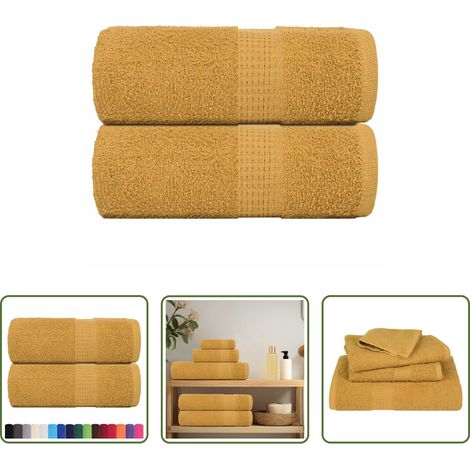 vidaXL Gesichts-Handtuch - Waschtücher FROGN 2 Stk. Gold 30x30 cm 360 g/m² (1/5)