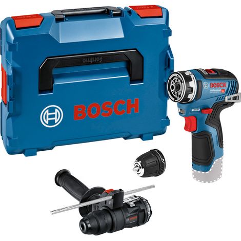 Bosch Professional 12V System GSR 12V-35 FC - Atornillador a batería (Brushless, 35 Nm, 2 cabezales FlexiClick, en L-BOXX) (1/5)