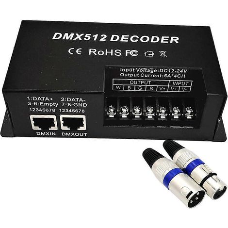 Décodeur DMX 512 à 4 canaux, contrôleur d'éclairage LED de scène, variateur PWM, entrée 30 A, DC 12-24 V, barre LED RGB, décodeur DMX (1/5)
