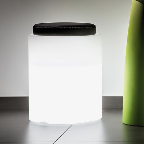 Sitzhocker rund mt Led aus Harz mod. Round Ø 40 cm weisses Licht