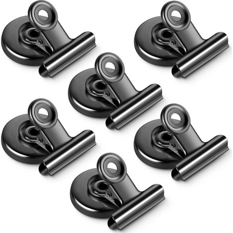 Lot de 6 aimants puissants avec pastilles adhésives anti-rayures, pinces magnétiques pour frigo, tableau blanc, maison, cuisine, bureau (noir) (1/5)