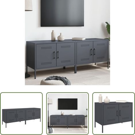 vidaXL Stahl-Schrank - TV-Schränke 2 Stk. Anthrazit 68x39x50,5 cm Stahl (1/5)