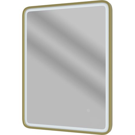 Signature Daisy Front-Lit LED Bathroom Mirror with Demister Pad 800mm H x 600mm W - Brushed Brass