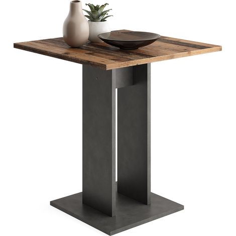 Table bistrot carrée 70x77,5 cm anthracite et marron