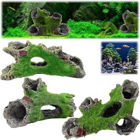 3 Pièces Aquarium Décor de Grotte d'Aquarium, RéSine pour DéCoration Fish Tank, Aquarium Grotte Aquarium Decoration, Décor de Grotte D'Aquarium, pour Petits Poissons et Crevettes, Vie Marine (1/5)