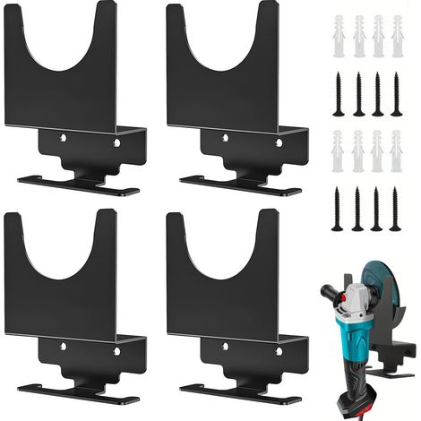 Lot de 4 supports muraux pour meuleuse d'angle avec vis de fixation pour meuleuse d'angle pour garage, atelier et lieu de travail (1/5)