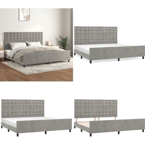 Bettgestell ohne Matratze Hellgrau 200x200 cm Samt - Samtbettwäsche - Boxspringbett - Doppelbett - Hochbett - Lattenrost - Home & Living